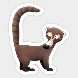 Funny curious coatimundi cartoon illustration Sticker